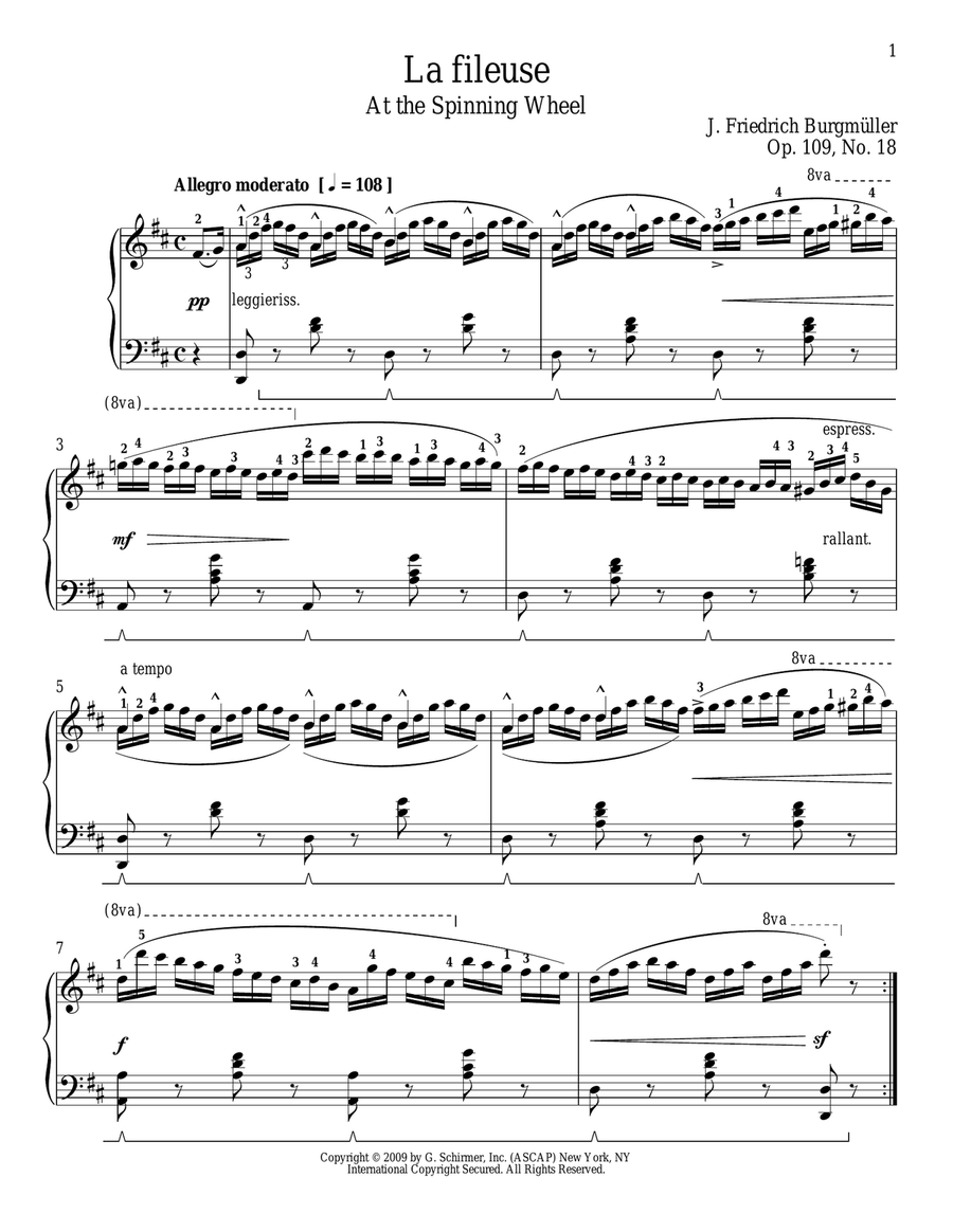 Spinning Song Piano Solo scores gallery preview page 1