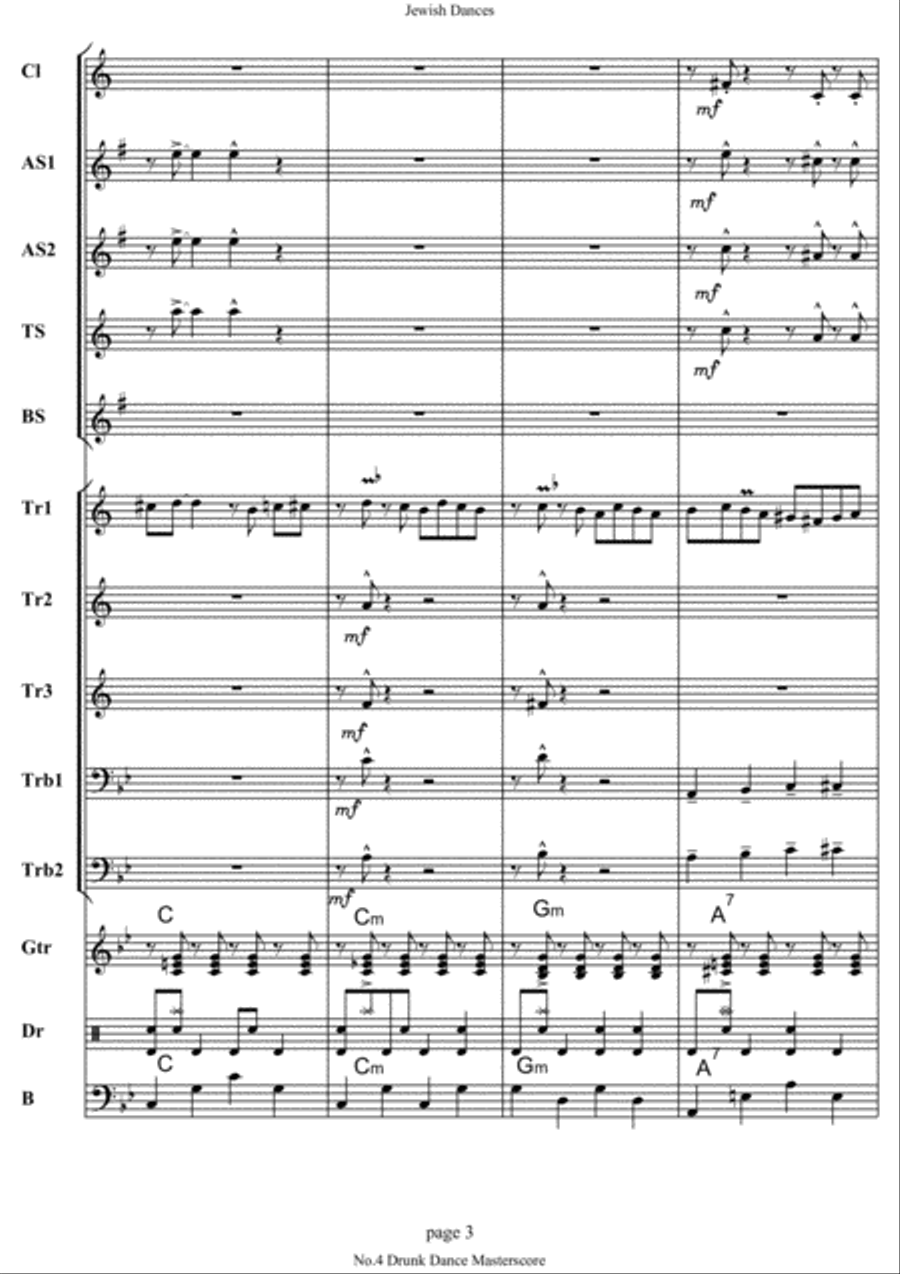 Jewish Dances. No.4, Drunk Dance. Concert Band scores gallery preview page 3