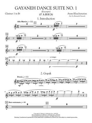 Gayenah Dance Suite No. 1 (Excerpts) (arr. Kenneth Snoeck) - Bb Clarinet 1