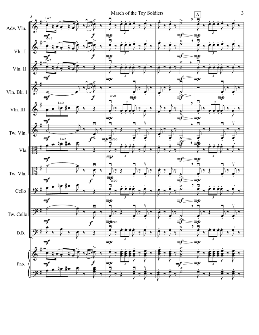 March of the Toy Soldiers from the Nutcracker for Multi-Level String Orchestra String Orchestra scores gallery preview page 6