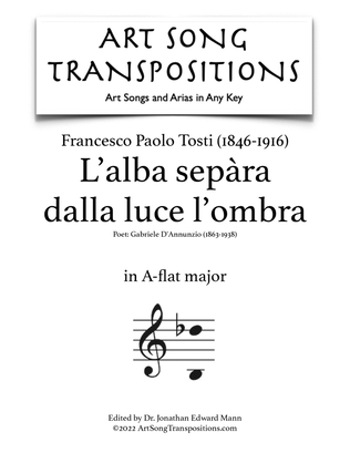 Book cover for TOSTI: L'alba sepàra dalla luce l'ombra (transposed to A-flat major)