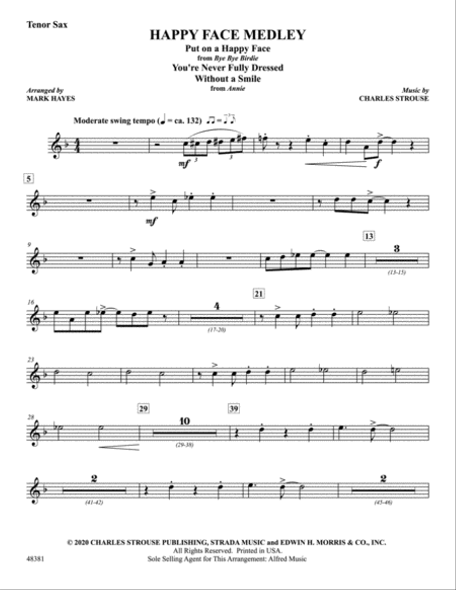 Happy Face Medley: B-flat Tenor Saxophone Part scores gallery preview page 1