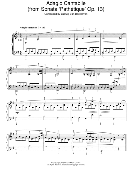 Adagio Cantabile from Sonate Pathetique Op.13, Theme from the Second Movement