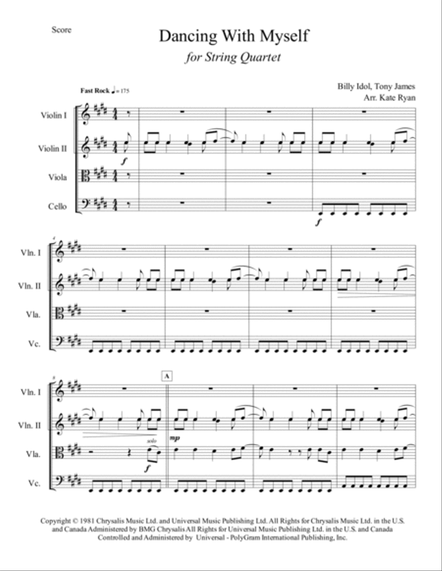 Dancing With Myself Dancing With Myself String Quartet scores gallery preview page 2