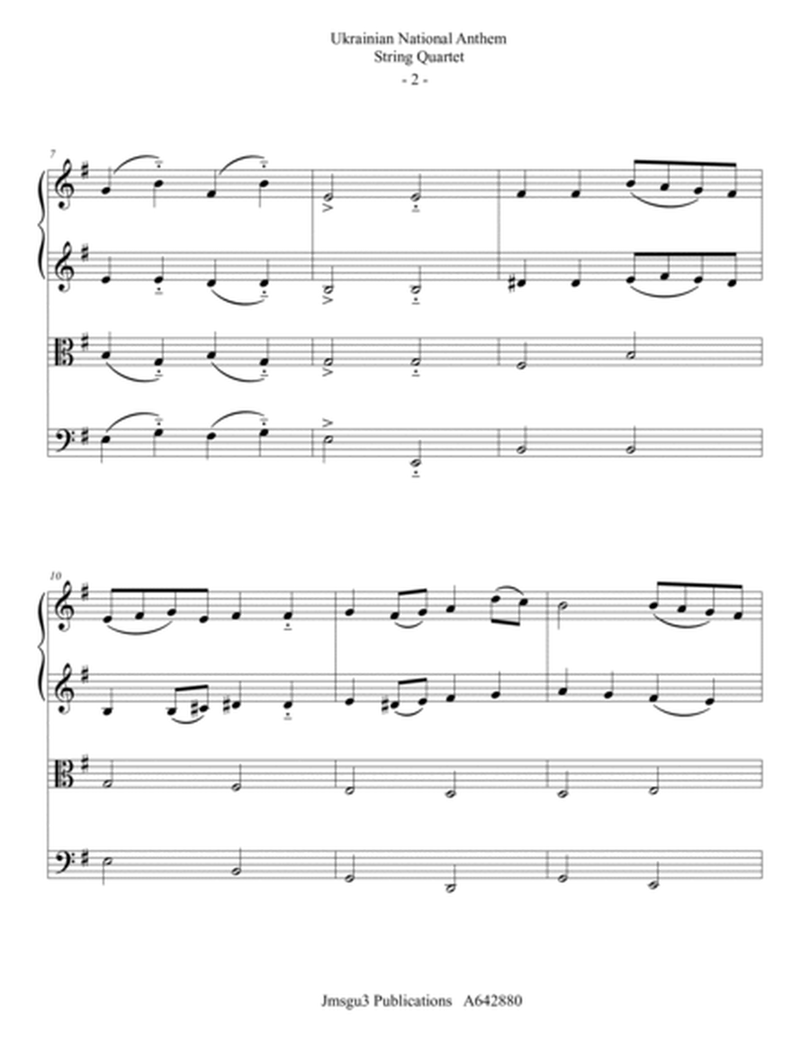 Ukrainian National Anthem for String Quartet image number null
