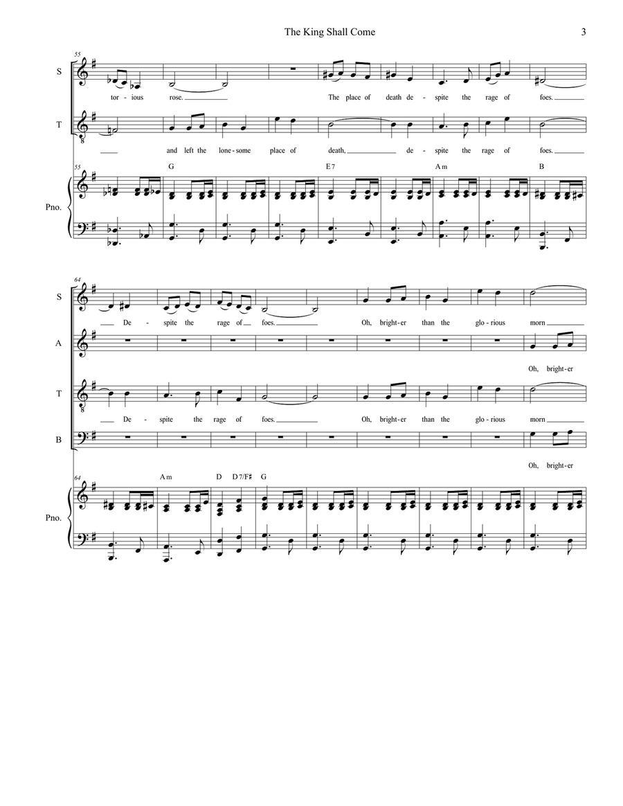 The King Shall Come (SATB) 4-Part scores gallery preview page 3
