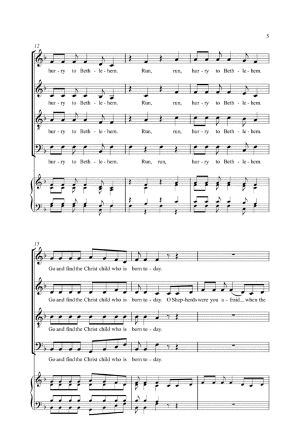 O Shepherds Run 4-Part scores gallery preview page 4