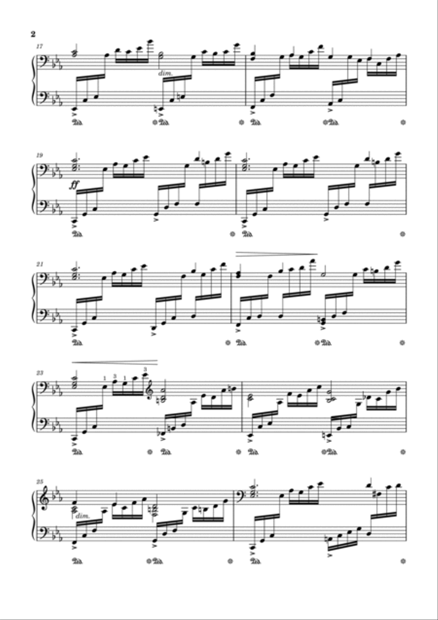 Themes From Rach2 - Rachmaninoff Piano Concerto No 2 - 1st movement - Piano Solo Arrangement Piano Solo scores gallery preview page 2