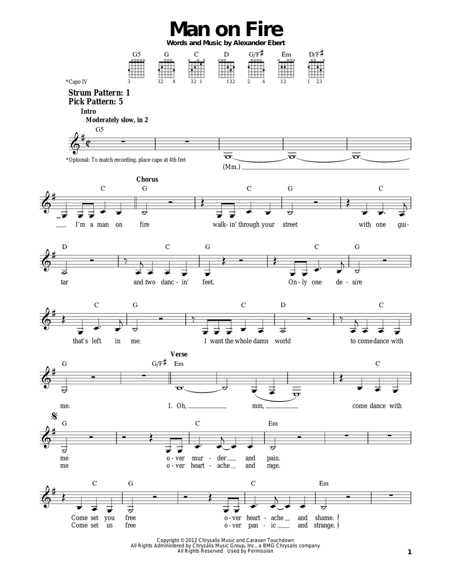 Man On Fire Man On Fire Acoustic Guitar scores gallery preview page 1