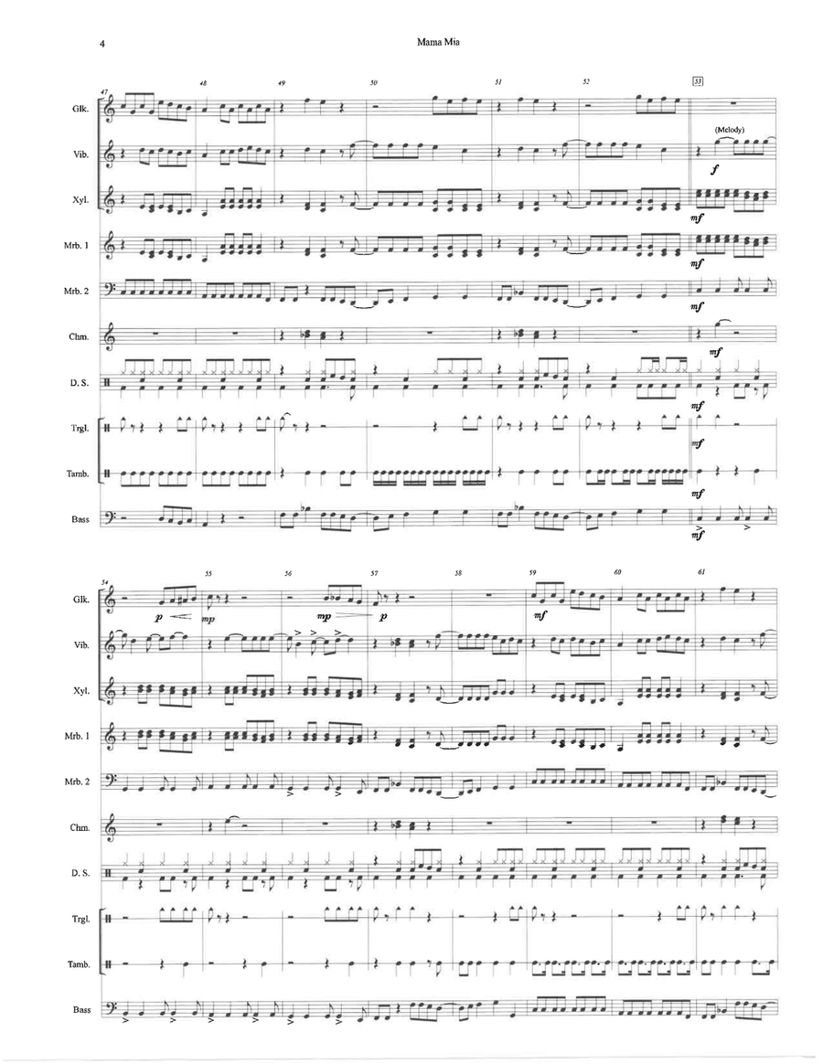 Mama Mia Percussion Ensemble scores gallery preview page 4
