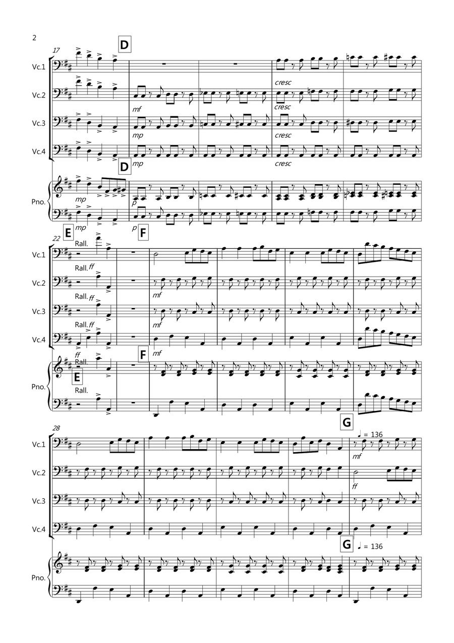 The Can Can for Cello Quartet Cello Solo scores gallery preview page 2
