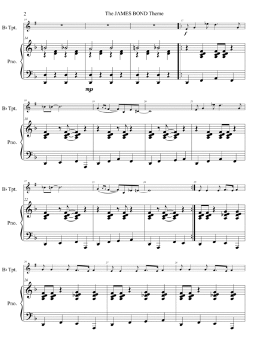 James Bond Theme B-Flat Trumpet scores gallery preview page 3