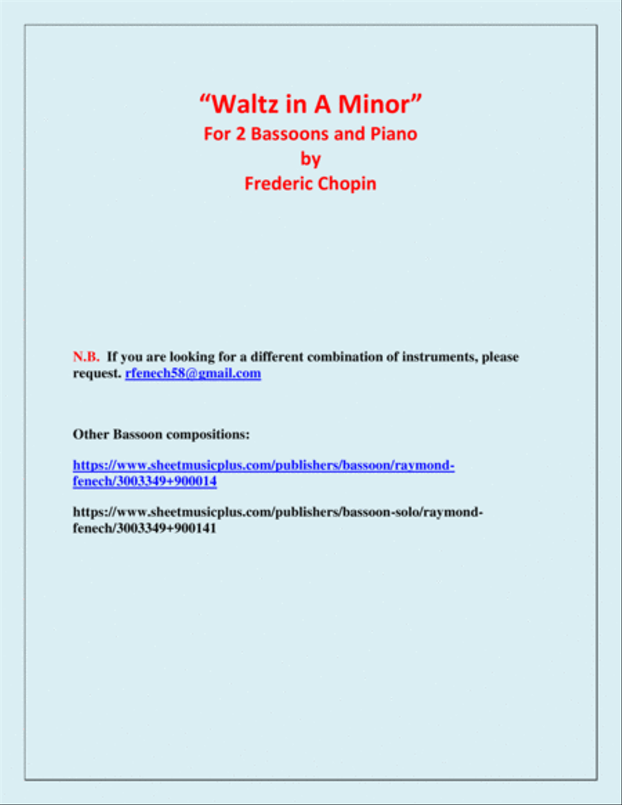 Waltz in A Minor (Chopin) - 2 Bassoons and Piano - Chamber music Woodwind Duet scores gallery preview page 3