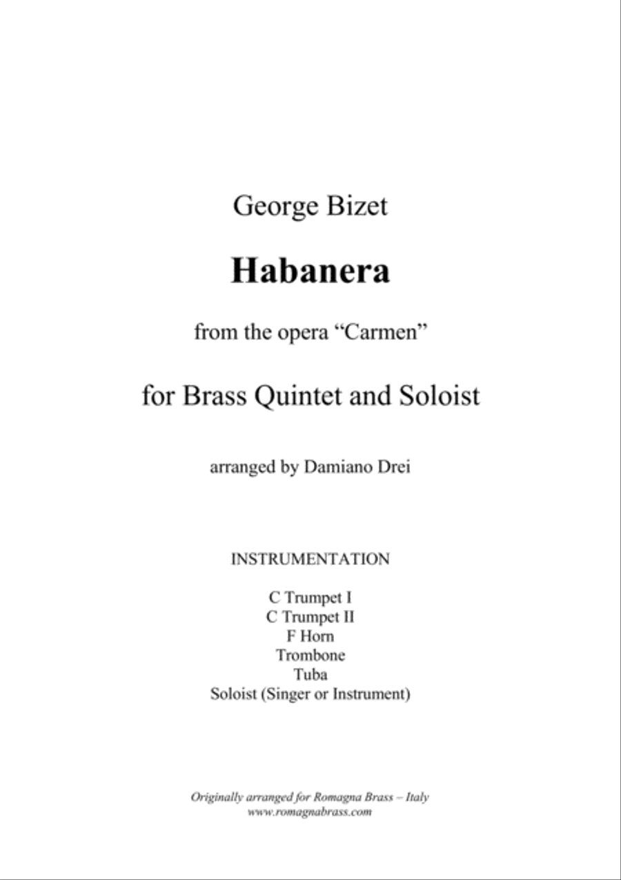 Habanera from Carmen (Brass Quintet and soloist) Brass Quintet scores gallery preview page 1