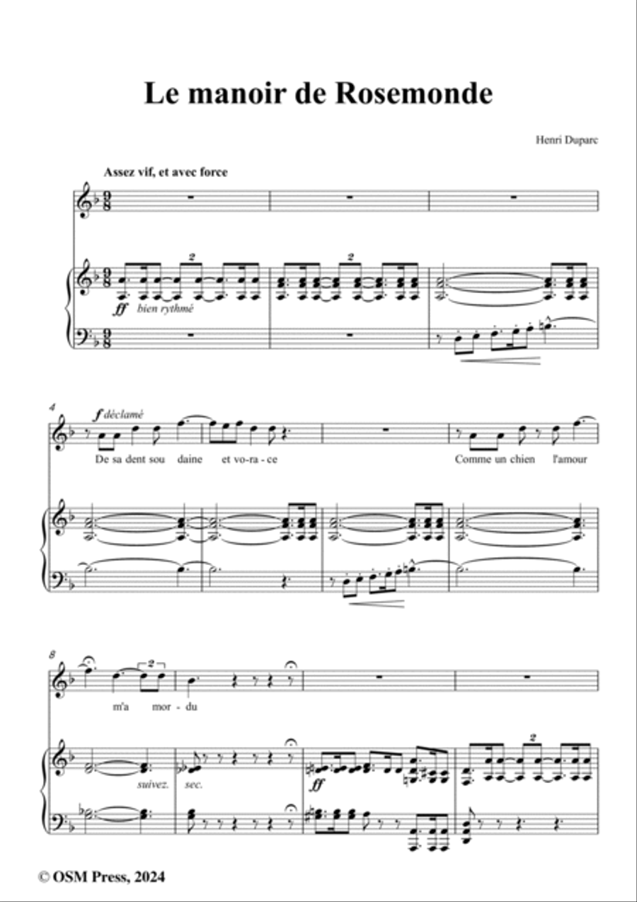 Duparc-Le manoir de Rosemonde,in d minor Voice scores gallery preview page 2