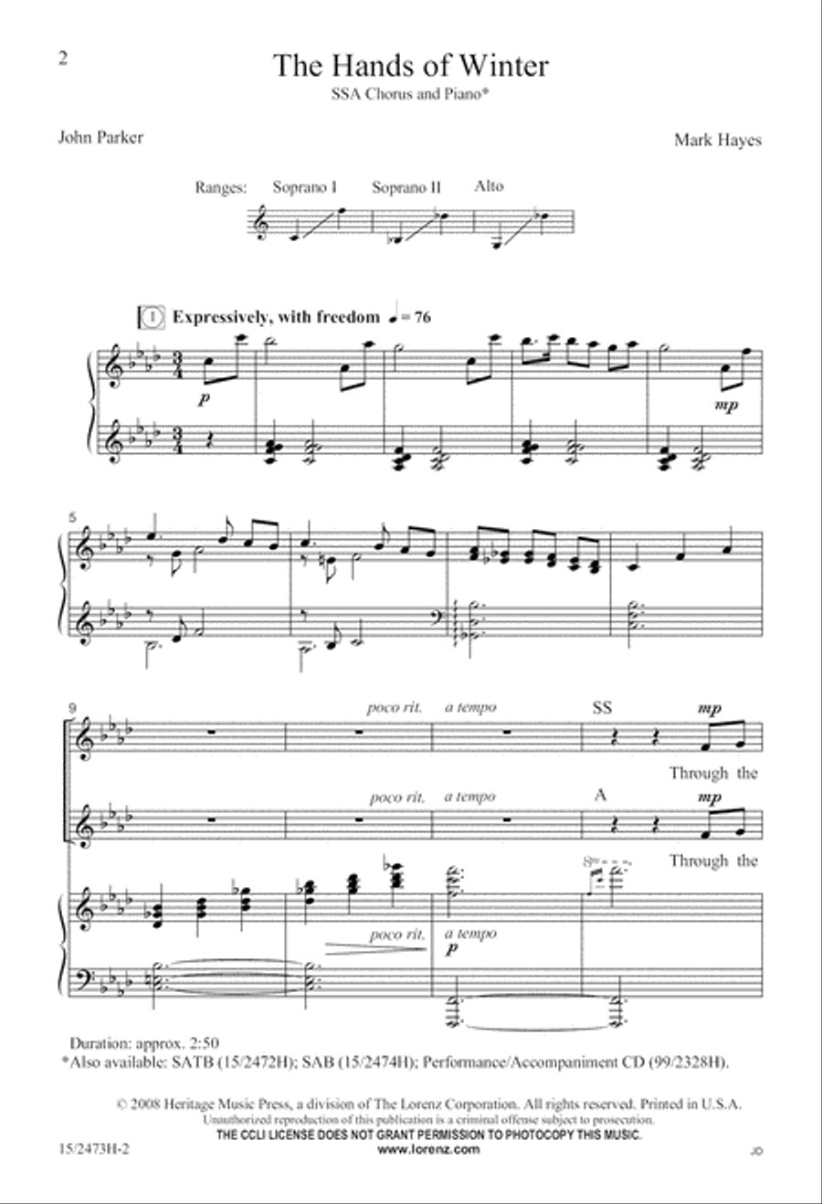 The Hands of Winter SSA scores gallery preview page 3