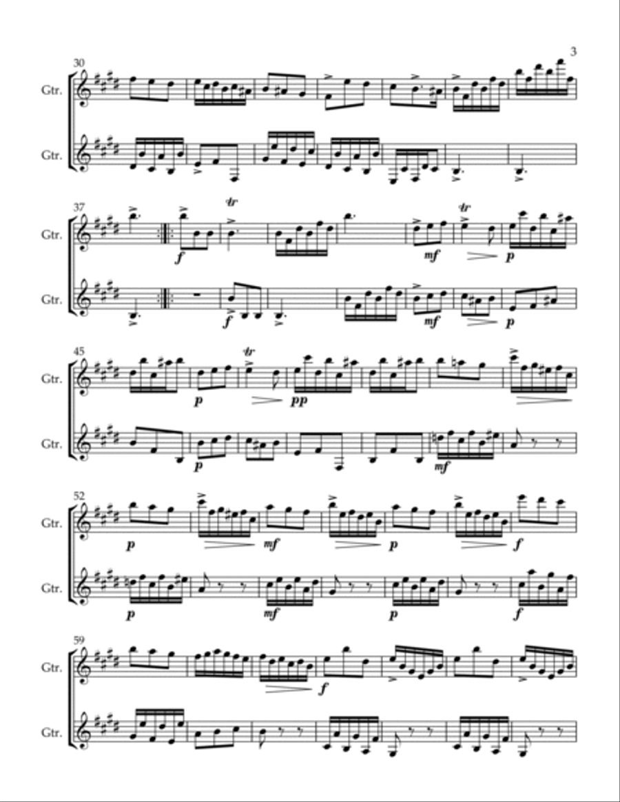 Sonata in E Major K. 2 Classical Guitar scores gallery preview page 3