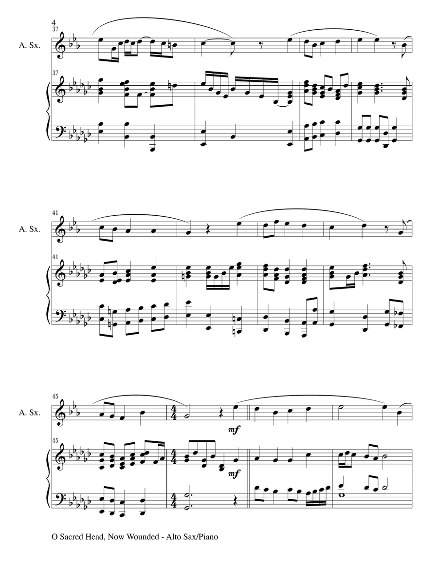 O SACRED HEAD, NOW WOUNDED (Alto Sax/Piano and Sax Part) Alto Saxophone scores gallery preview page 4