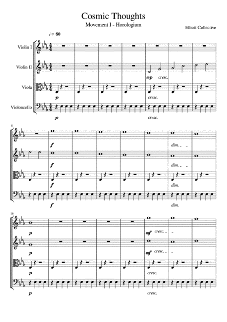 Cosmic Thoughts String Quartet scores gallery preview page 1