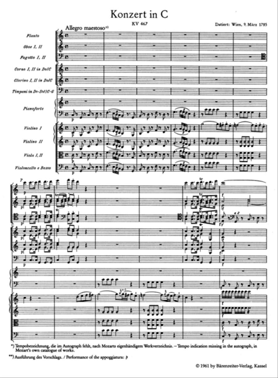 Concerto for Piano and Orchestra, No. 21 C major, KV 467 Orchestra scores gallery preview page 2