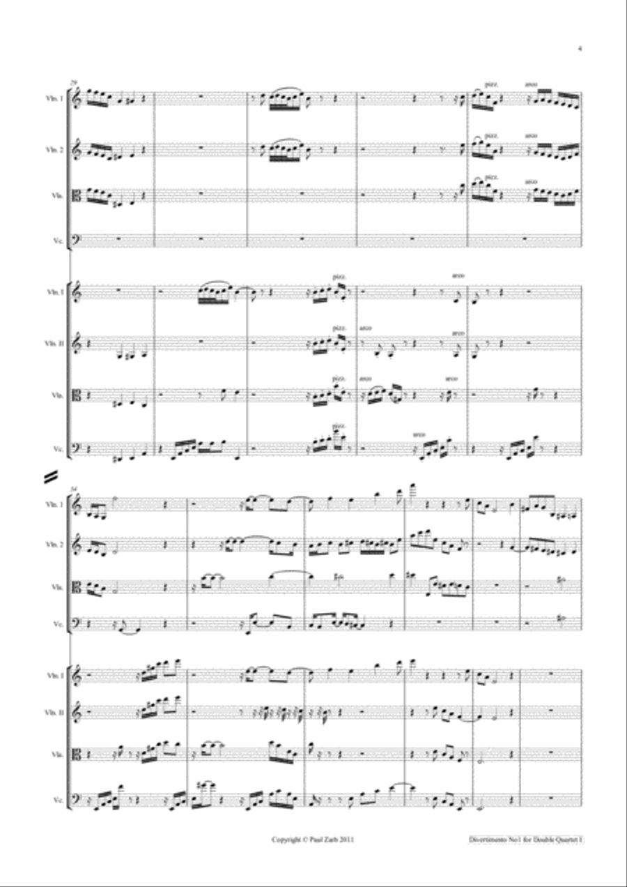 Divertimento for Two String Quartets. String Quartet scores gallery preview page 5
