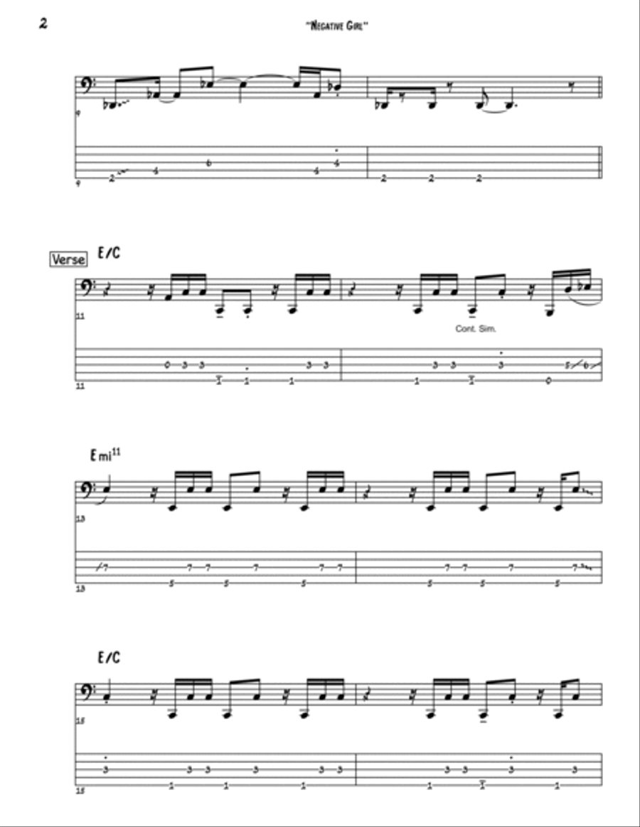 Negative Girl Negative Girl Bass Guitar scores gallery preview page 2