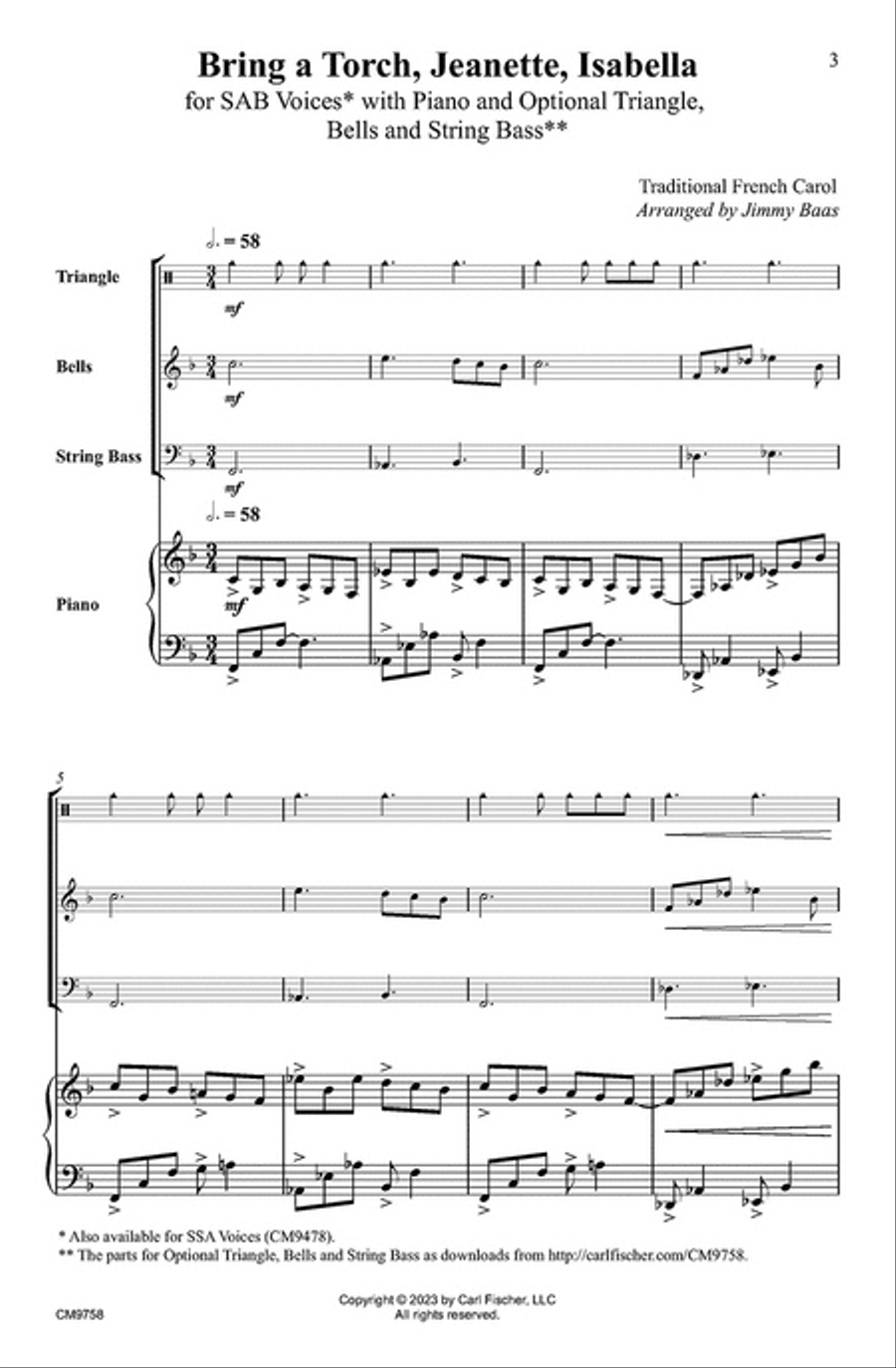 Bring a Torch, Jeanette, Isabella Choir scores gallery preview page 2