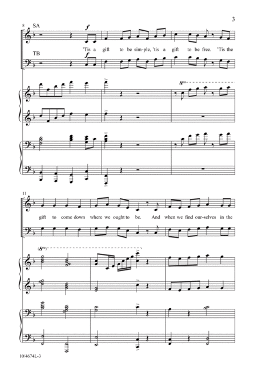 Simple Gifts 4-Part scores gallery preview page 3
