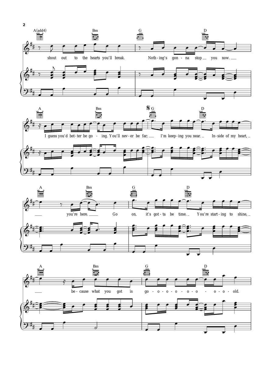 Gold Piano, Vocal, Guitar scores gallery preview page 2