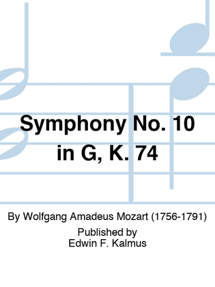 Book cover for Symphony No. 10 in G, K. 74
