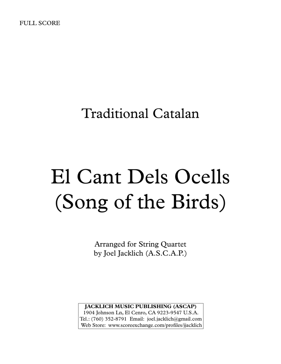 El Cant Dels Ocells (The Song of the Birds) String Quartet scores gallery preview page 1