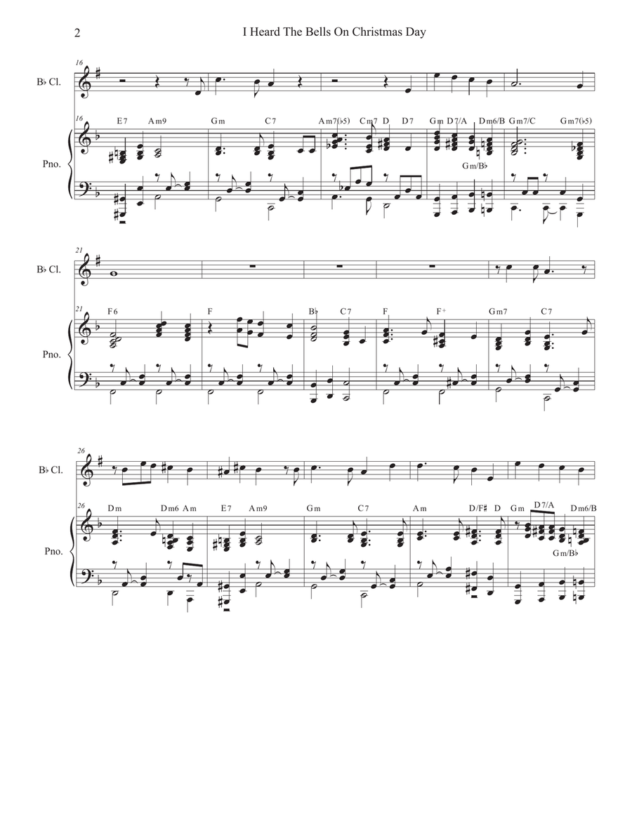 I Heard The Bells On Christmas Day I Heard The Bells On Christmas Day Clarinet Solo scores gallery preview page 2