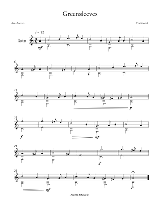 Greensleeves - Guitar Sheet Music Arrangement