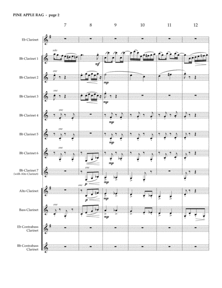 Joplin: Pine Apple Rag for Clarinet Choir (arr. Reisteter)