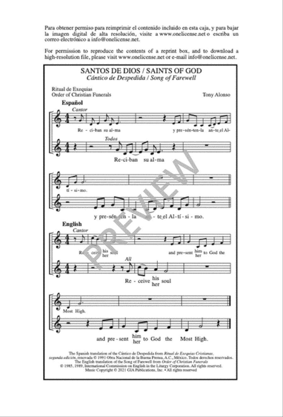 Santos de Dios / Saints of God Unison Choir scores gallery preview page 11