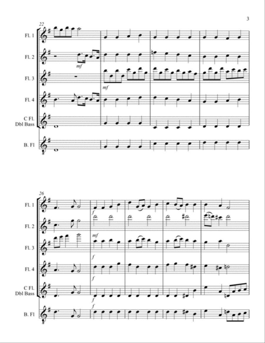 Joyful, Joyful! arranged for 5 C flutes and optional bass flute Woodwind Quintet scores gallery preview page 4