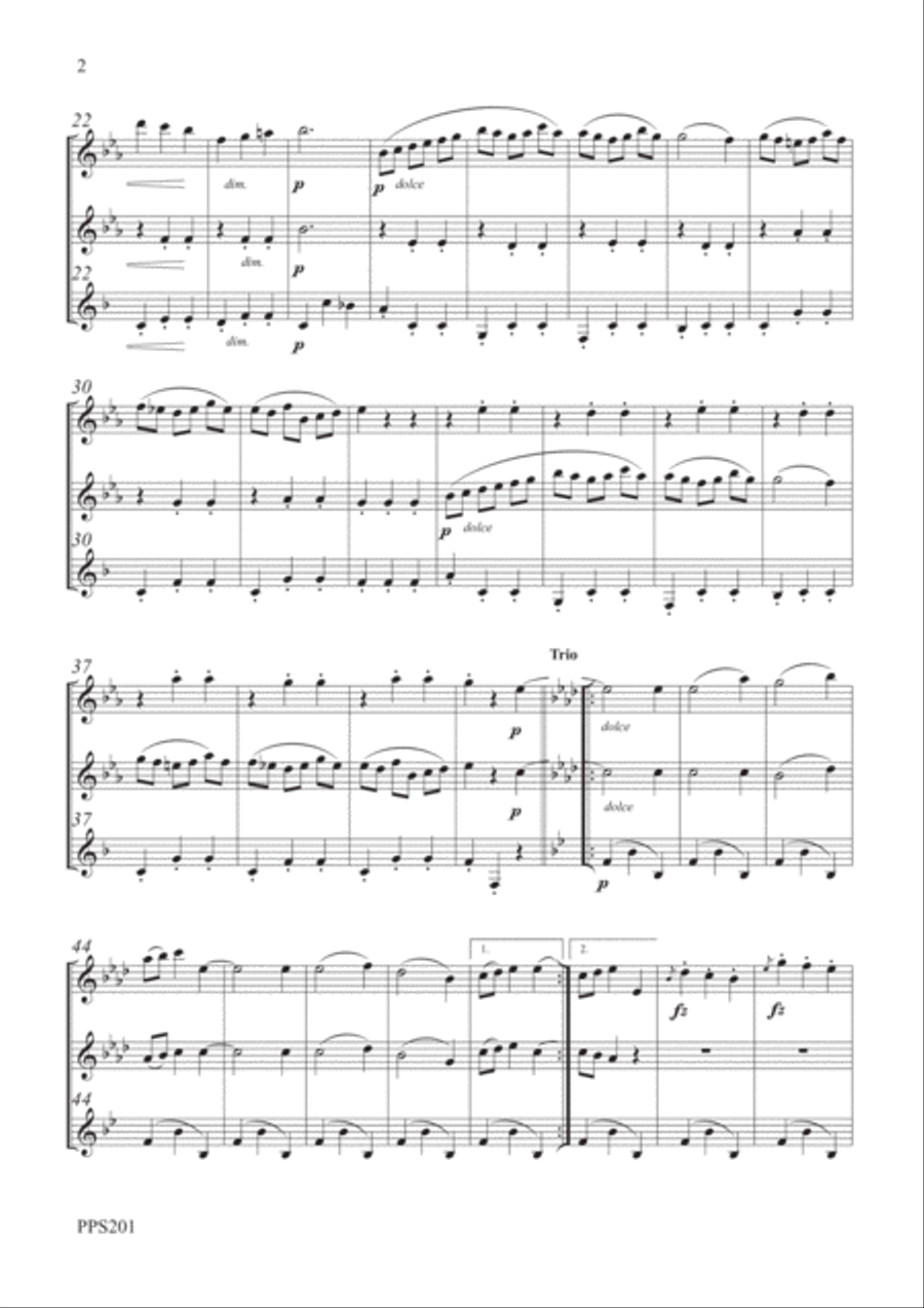 BEETHOVEN WALTZ & 6 ECOSSAISES FOR FLUTE, OBOE & CLARINET Woodwind Trio scores gallery preview page 2
