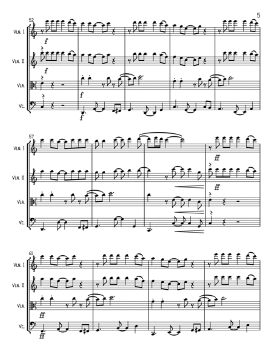 Feliz Navidad String Quartet scores gallery preview page 5