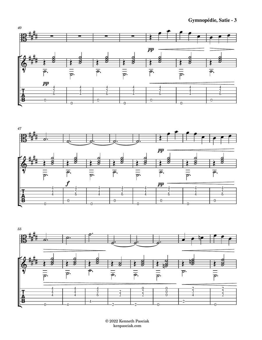 Gymnopédie I (for Viola and Guitar) String Duet scores gallery preview page 5