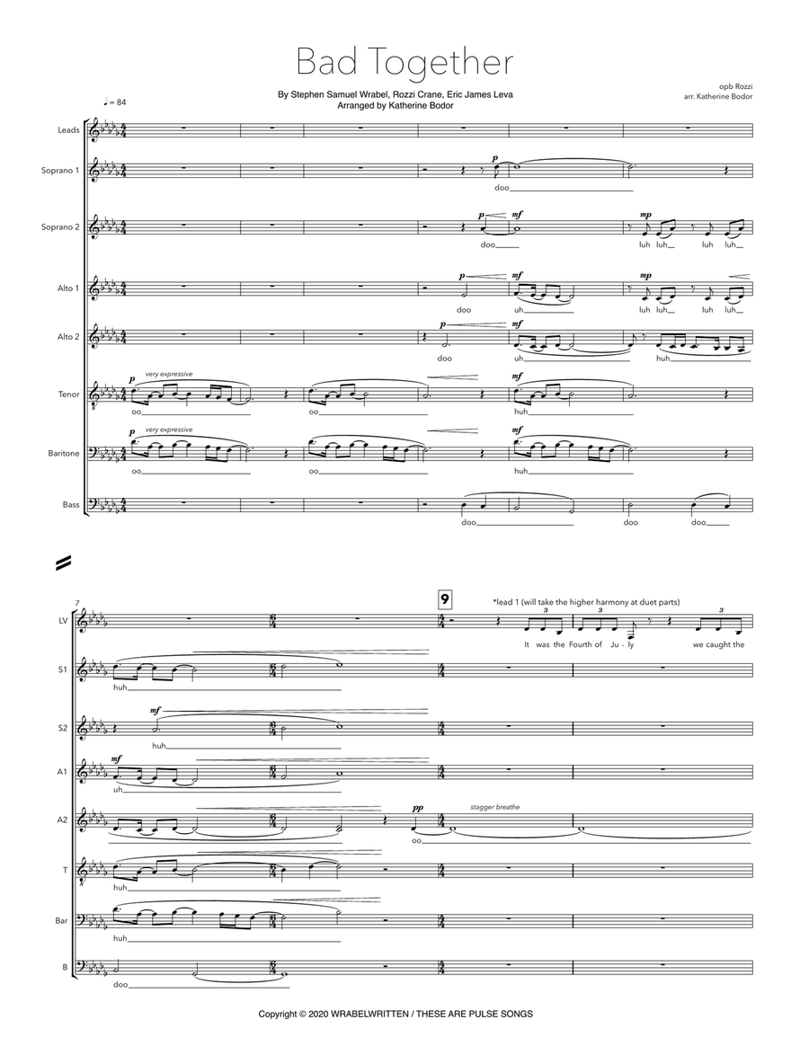 Bad Together A Cappella scores gallery preview page 1