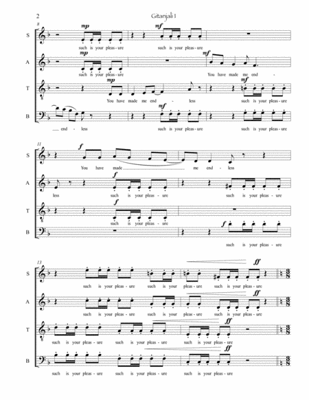 Gitanjali 1 (SATB a cappella choir) image number null