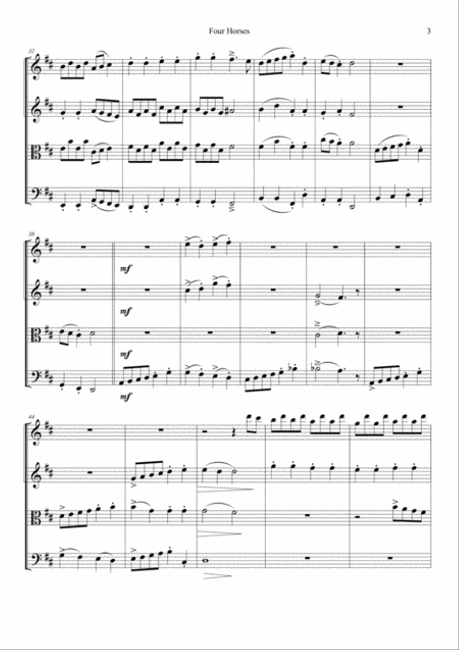 Four Horses (Tea At The Savoy) String Quartet scores gallery preview page 3