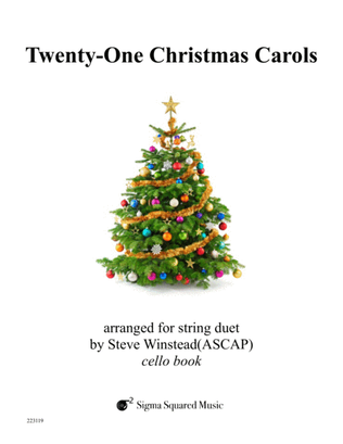Book cover for Twenty-One Christmas Carols for Cello Duet