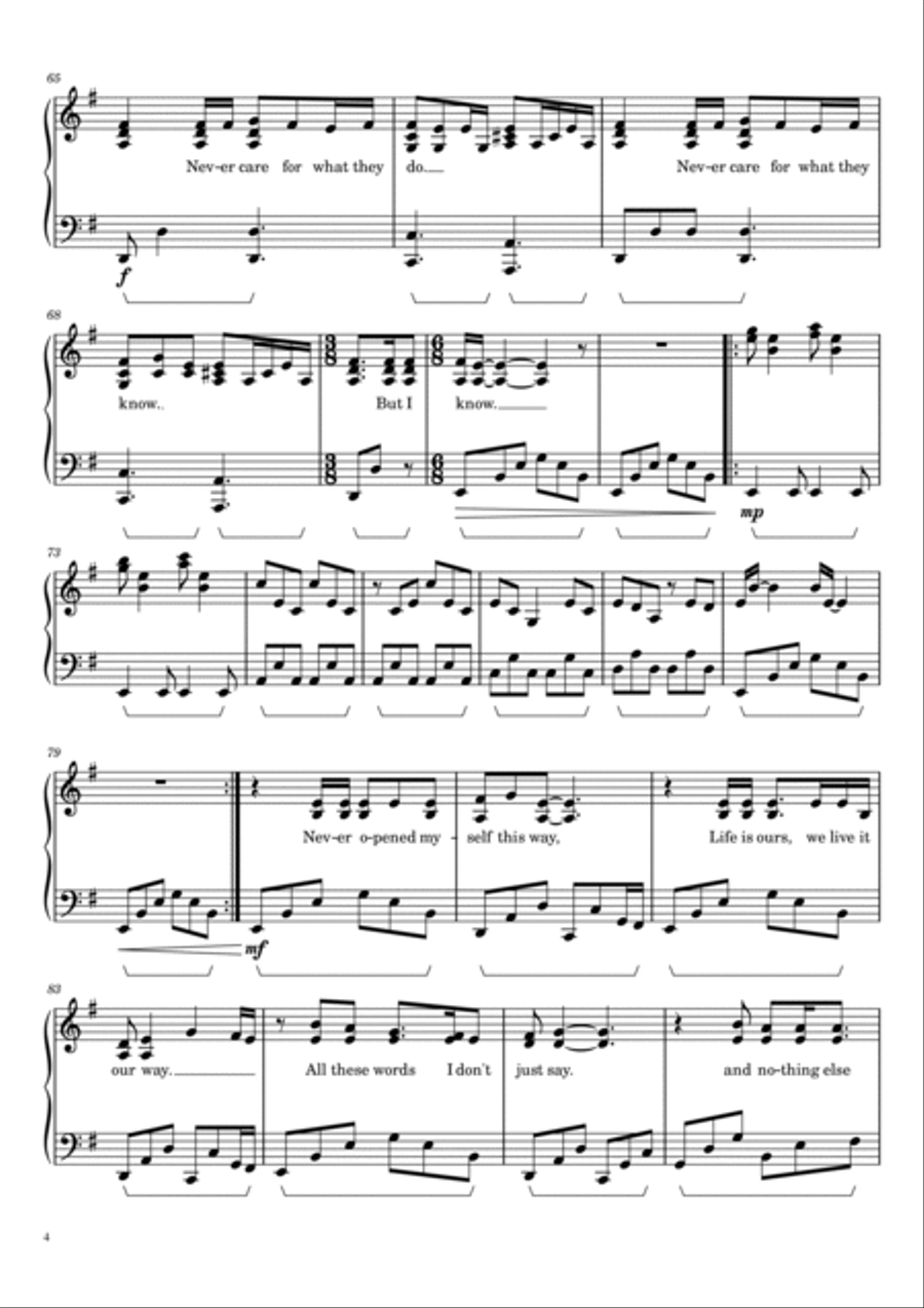 Nothing Else Matters Piano Solo scores gallery preview page 4