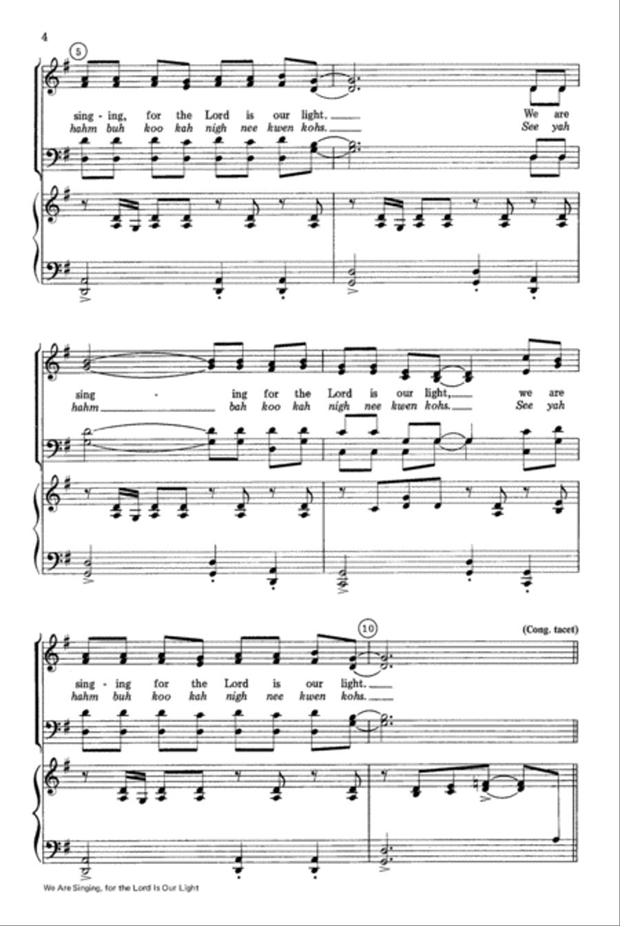 We Are Singing, for the Lord Is Our Light 4-Part scores gallery preview page 5