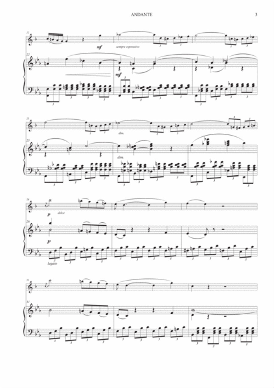 Andante from Concerto No. 21 for Soprano Saxophone and Piano Woodwind Duet scores gallery preview page 4