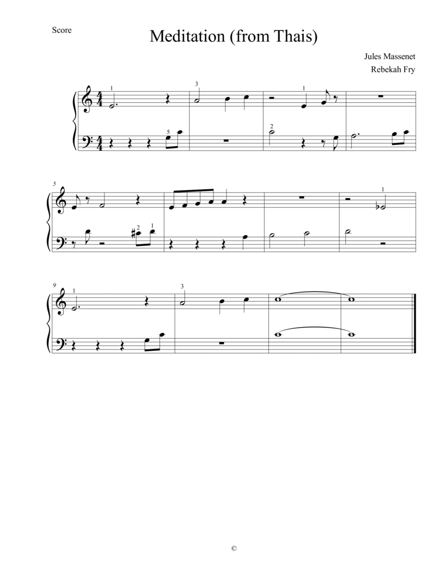 Meditation (from Thais) Meditation (from Thais) Easy Piano scores gallery preview page 1