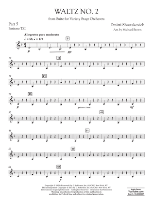 Waltz No. 2 (from Suite for Variety Stage Orchestra) (arr. Brown) - Pt.5 - Baritone T.C.