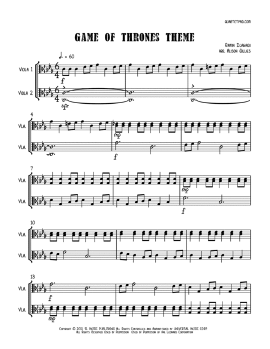 Game Of Thrones Game Of Thrones String Duet scores gallery preview page 2