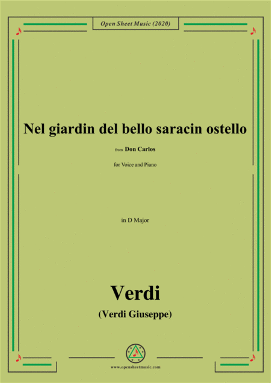 Verdi-Nel giardin del bello saracin ostello,in D Major,for Voice and Piano Voice Solo scores gallery preview page 1